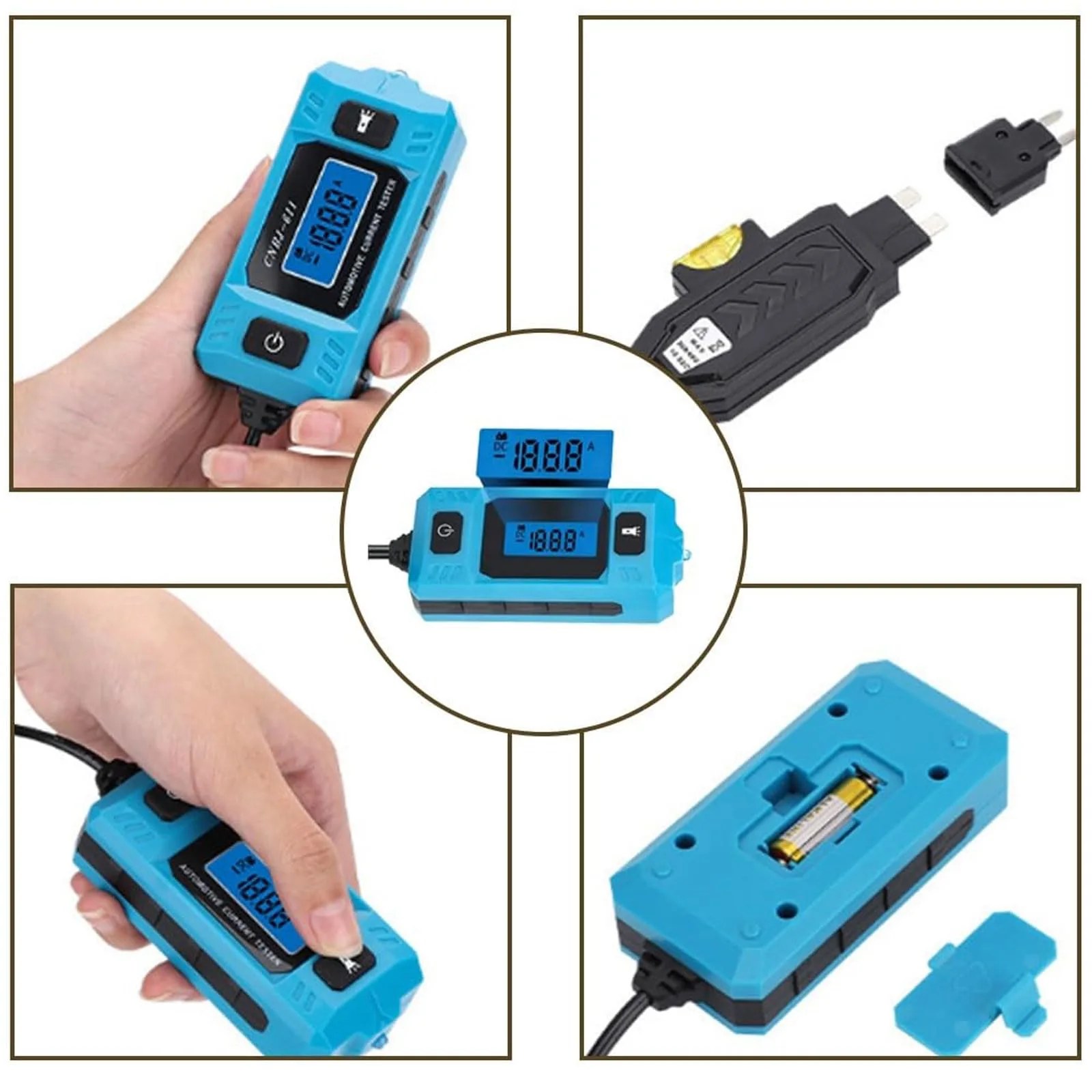 High-Precision Current Tester with LED Display Front Light 20A 48V Car Relay  Blade Checker for Various Vehicles