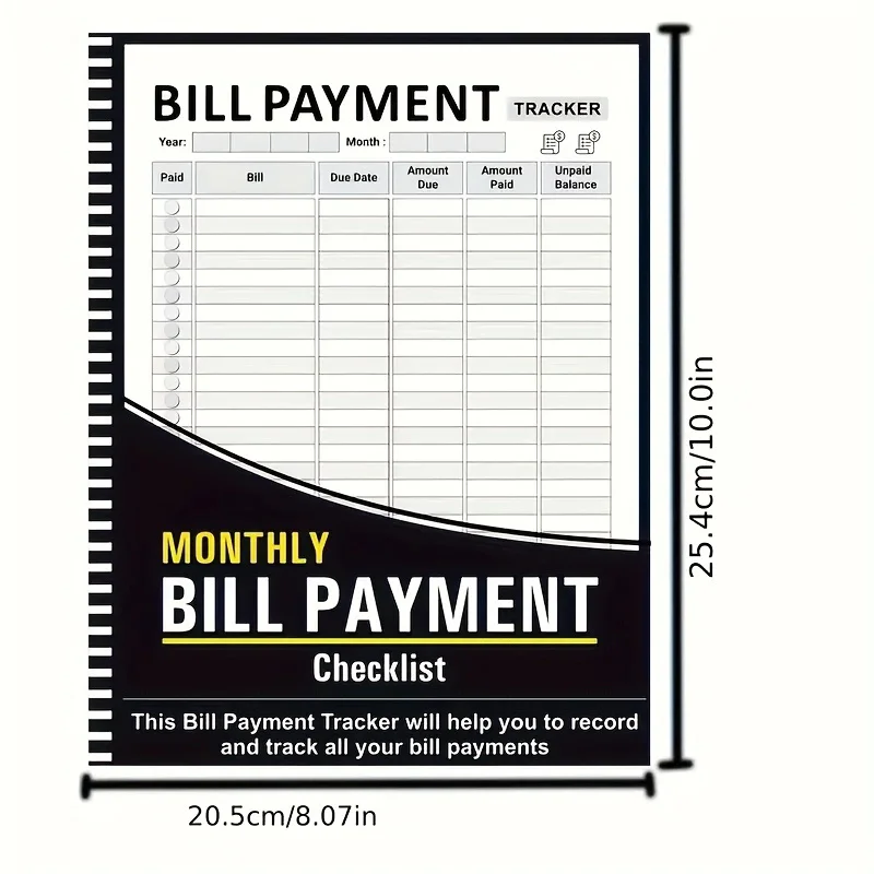 Spiral-Bound Monthly Bill Organizer Payment Tracker - Office Supplies, Personal Planner & Calendar for Adults, English Language