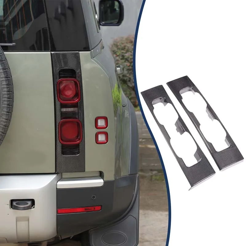 2 piece set Real carbon fiber For Land Rover Defender 90 110 130 2020+ car rear taillight panel frame decorative Car accessories
