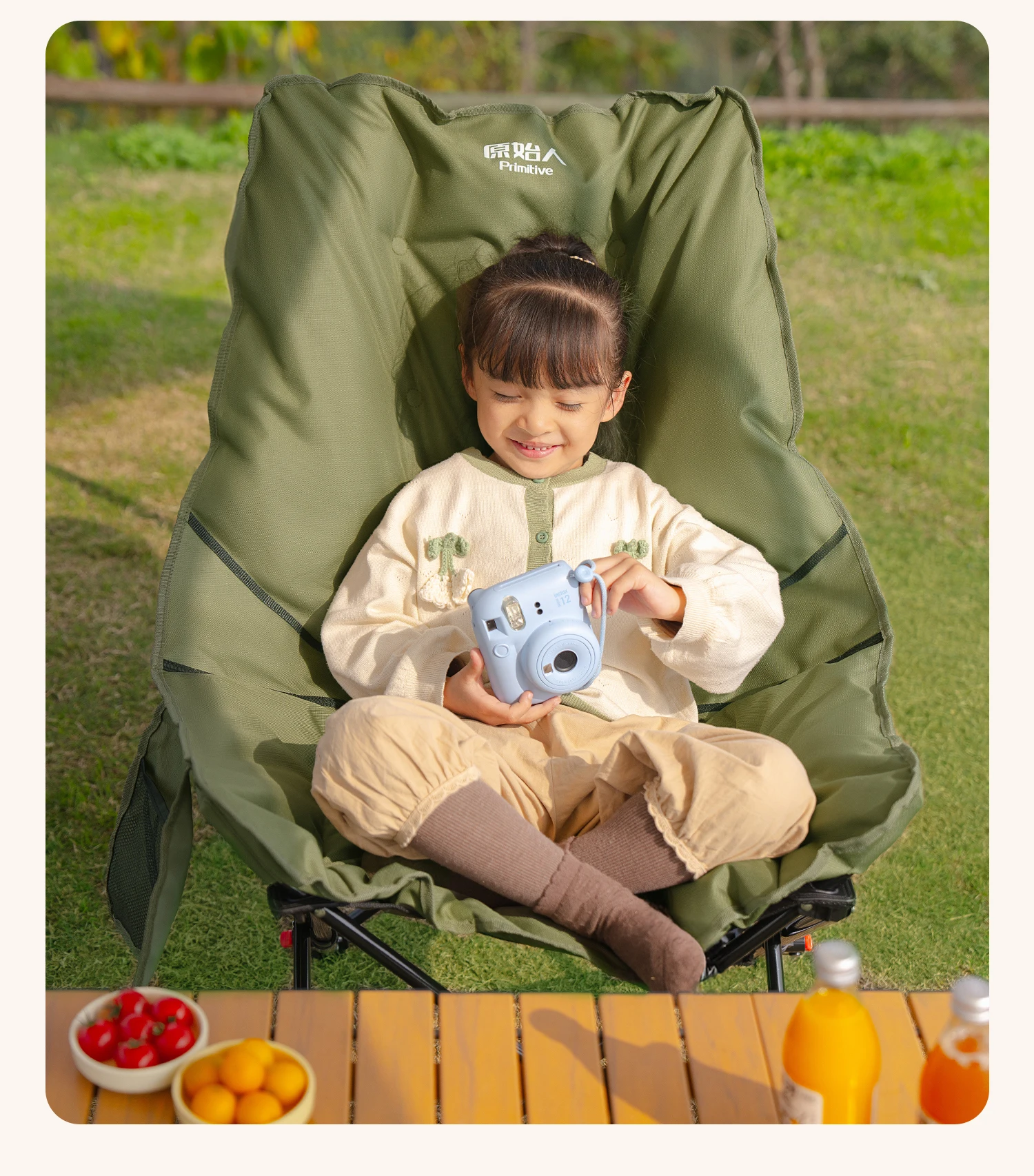 PRIMITIVE Quad Campingstuhl, gepolstert, robust, übergroß, faltbar, tragbar, mit Tragetasche und Seitentasche, für Outdoor, Strand, Picknick, Terrasse – Detail 9