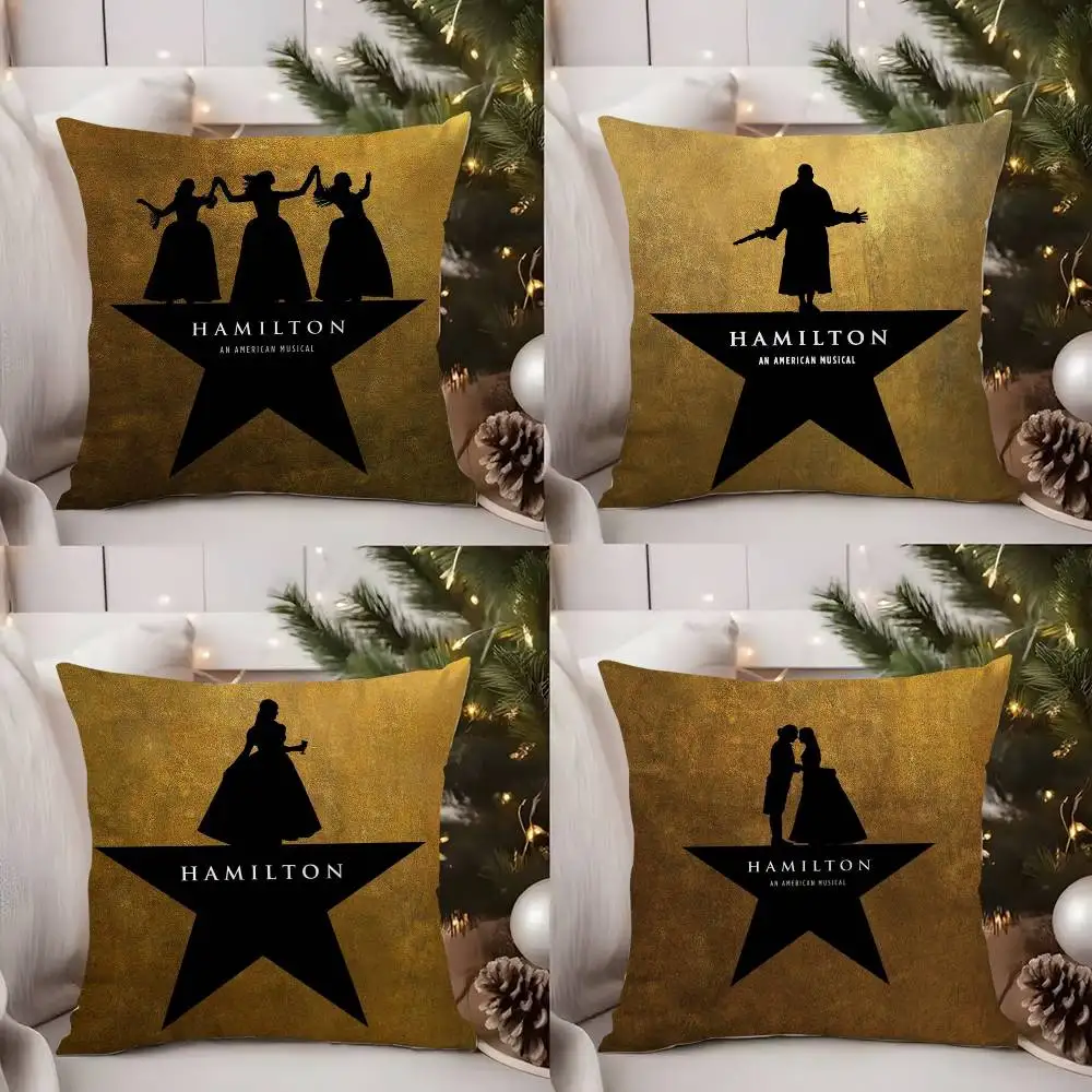 

Hamilton-ES Musical Play Pillow Case Office Sofa Dorm Chair Back Short Plush Double-sided Printing Home Cushion Cover
