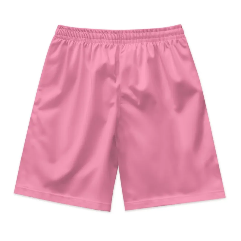 Cute Girl Print Men's Pink Breathable Quick Dry Drawstring Waist Shorts Casual Beach Shorts Polyester Sport Shorts For Men