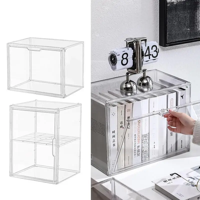 

Clear Purse Storage Transparent Bag Zip Lock Bags Handle Stackable Storage Box Display Case With Magnetic Door For Wallet Clutch