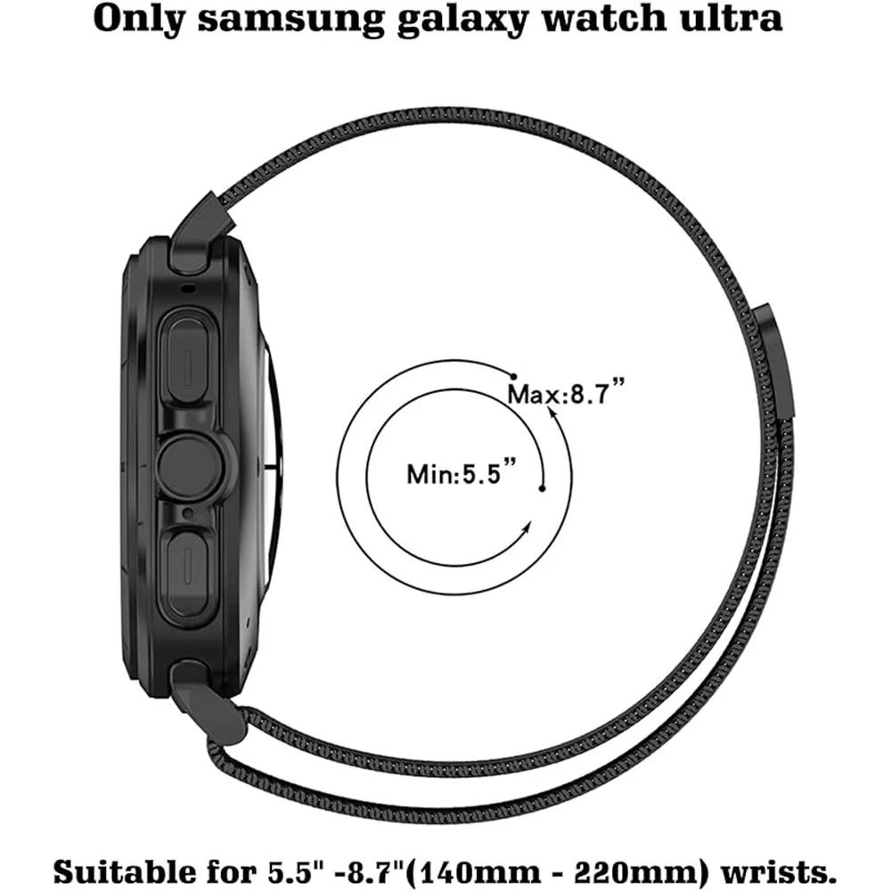 Cinturino in acciaio inossidabile senza Gap per Samsung Watch 7 Ultra 47mm cinturino magnetico Milanese per orologio 7 Ultra 47mm bracciale in metallo