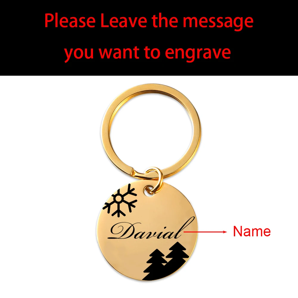 Custom Christmas Keychain - Laser Engraved Names - Fashion Stainless Steel Keyring - Personalized Christmas Gift Key Chain Name