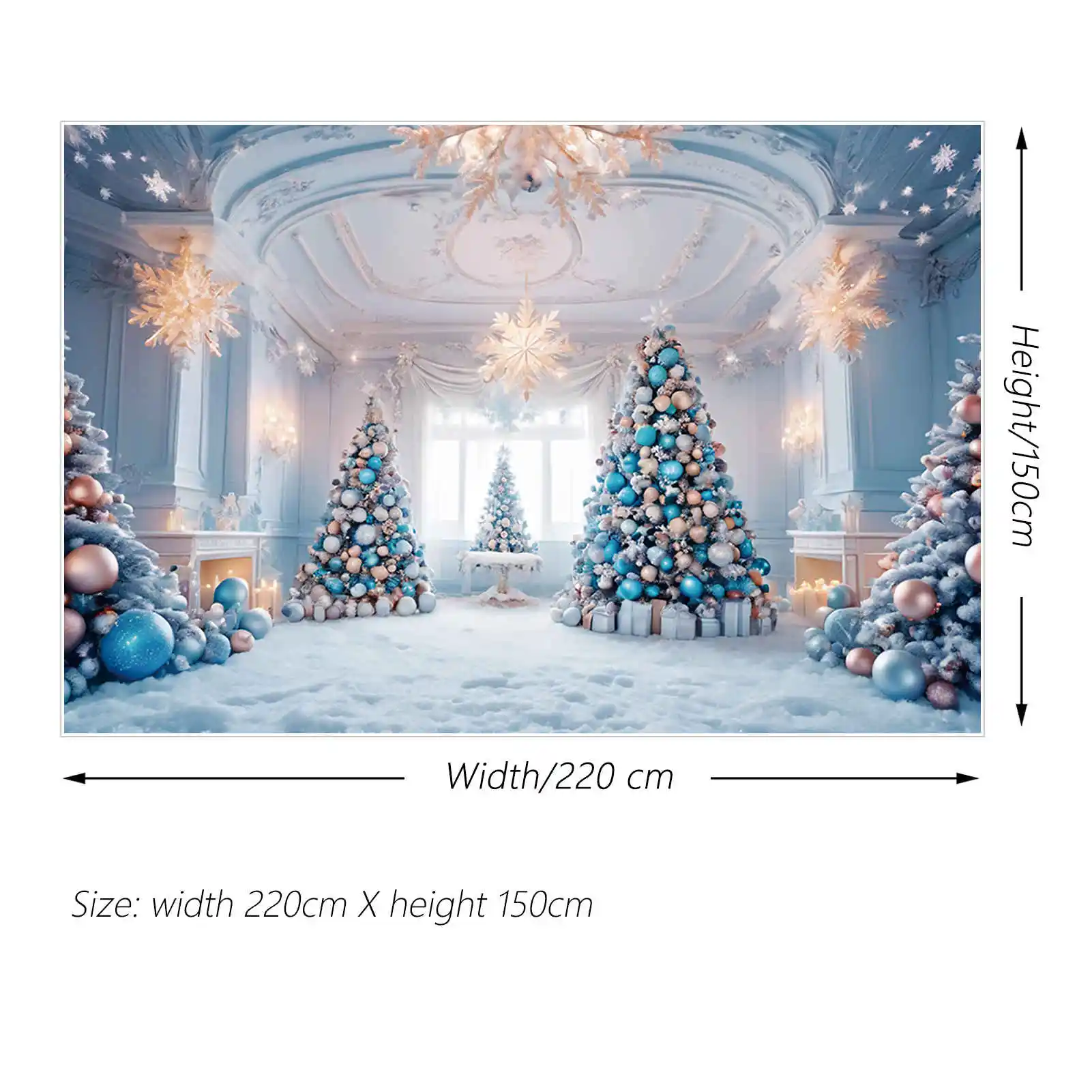 MOON.QG Lighting Christmas Trees Backdrops White Blue Girls Home Room Snowflake Ball Background Party Decoration Photozone Props