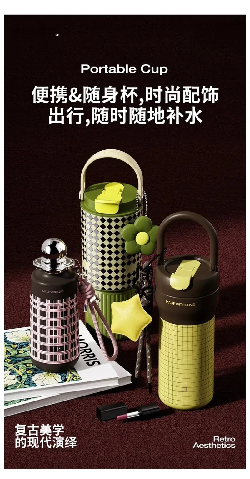 Artist Series Thermos Cup High Value Girls Car Straw Cup 2025 New Portable Cup