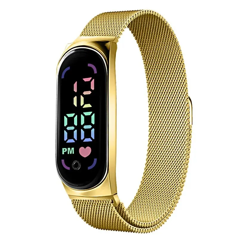 2024 New LED Women Watch Magnetic Watchband Strap Waterproof Touch Feminine Clock Fashion Digital Wristwatches