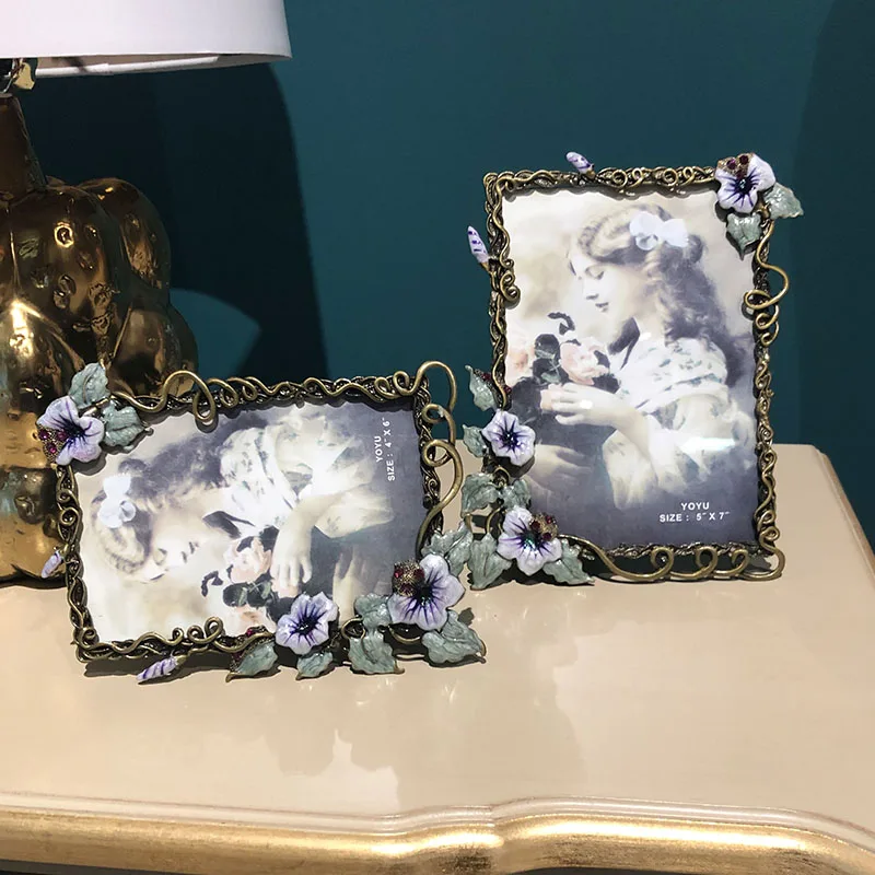 إطار صورة معدني مقاس 6/7 بوصة، إطار صورة رعوية أوروبية إبداعية لغسل الصور المخصصة لسطح المكتب إطار صورة جدار هان