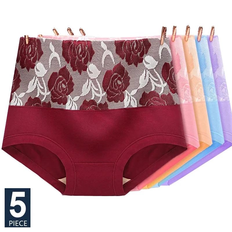 

5 шт. женские трусики с высокой талией, формирователь тела, нижнее белье с принтом, трусы для девочек, мягкие сексуальные трусы, дышащее хлопковое женское белье