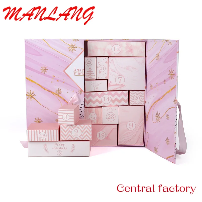 Custom  Custom design cosmetic advent calendar box double door packaging gift boxes