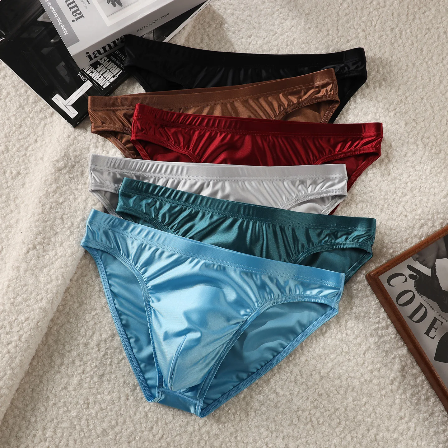 Low Rise Man Underwear Briefs Satin Ice Silk Men Panties Tight Fitting Man Bikini Seamless Male Pouch M L XL XXL for 50-85KG