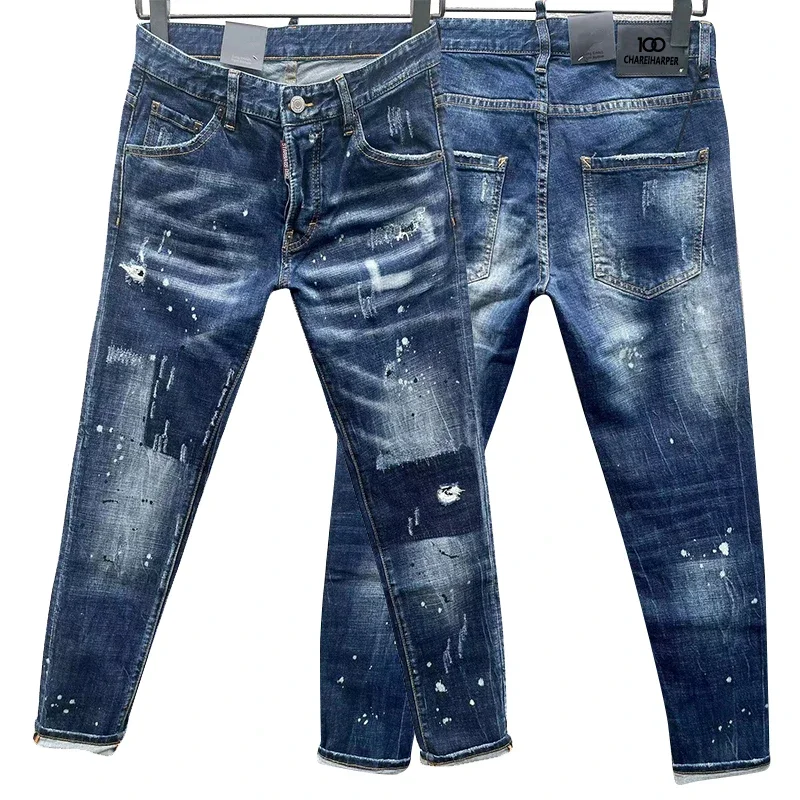 

Men's jeans Ripped jeans quadratic jeans men's cool fashion small feet denim pants 9116 pants ripped denim 44-54