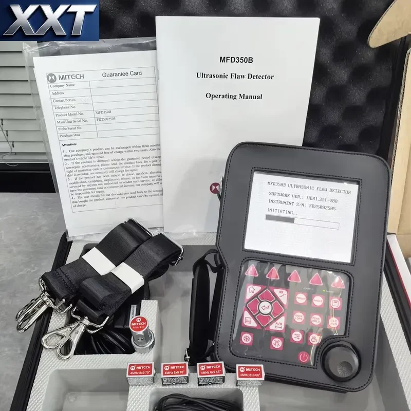 XXT Mitech MFD350B Portable Ultrasonic Flaw 0 ~ 6000mm With Extra Probes Transducers Lemo Cables Protection Cover