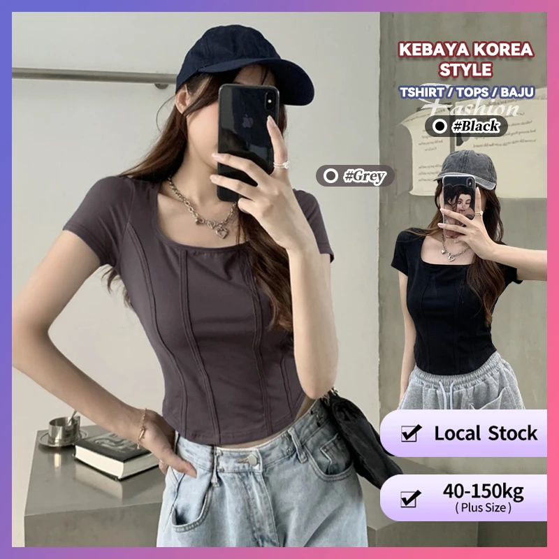 【オーバーサイズTシャツ】(40-100kg) 夏 半袖 無地 プラスサイズTシャツ 韓国ファッション トップス スリムフィット ショートカット