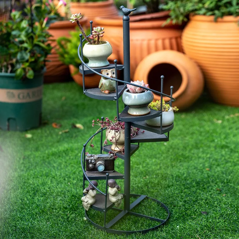 indoor-wrought-iron-staircase-flower-stand-rotating-multi-tier-storage-rack-balcony-living-room-flower-pot-stand