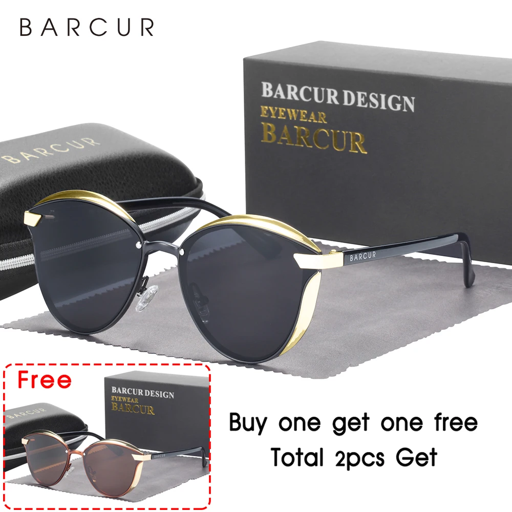 BARCUR Stijl Gepolariseerde Zonnebril Voor Vrouwen Catmore Ronde Zonnebril Dames Dames Eyewear Accessoire UVAB Bescherming