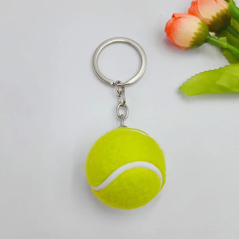 6 uds Mini llavero de pelota de tenis llavero lindo llavero deportivo de Metal decoración colgante regalos perfectos para amantes del tenis