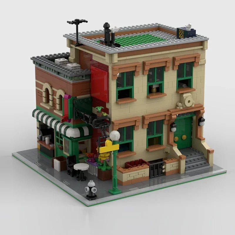 City Street View Model MOC Building Bricks Roadside Street Corner Modular Technology Gifts Children Suit Toys Holiday Assemble