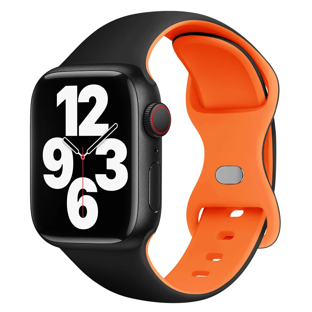 TRSYPHXM 2024 new Suitable for Applewatch IWatch9875 SE Sport Silicone Breathable Butterfly Buckle Strap