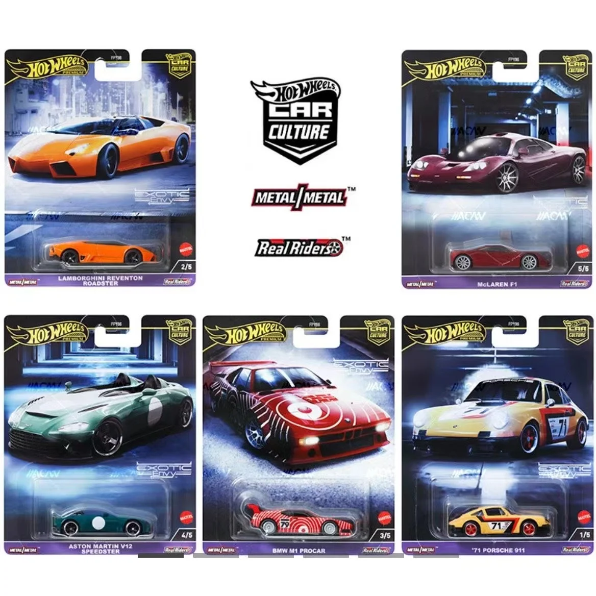 Hotwheels Hot Wheels Smile Car 3Envy Porsche 911, Lamborghini, Refinon, Aston Martin, V12