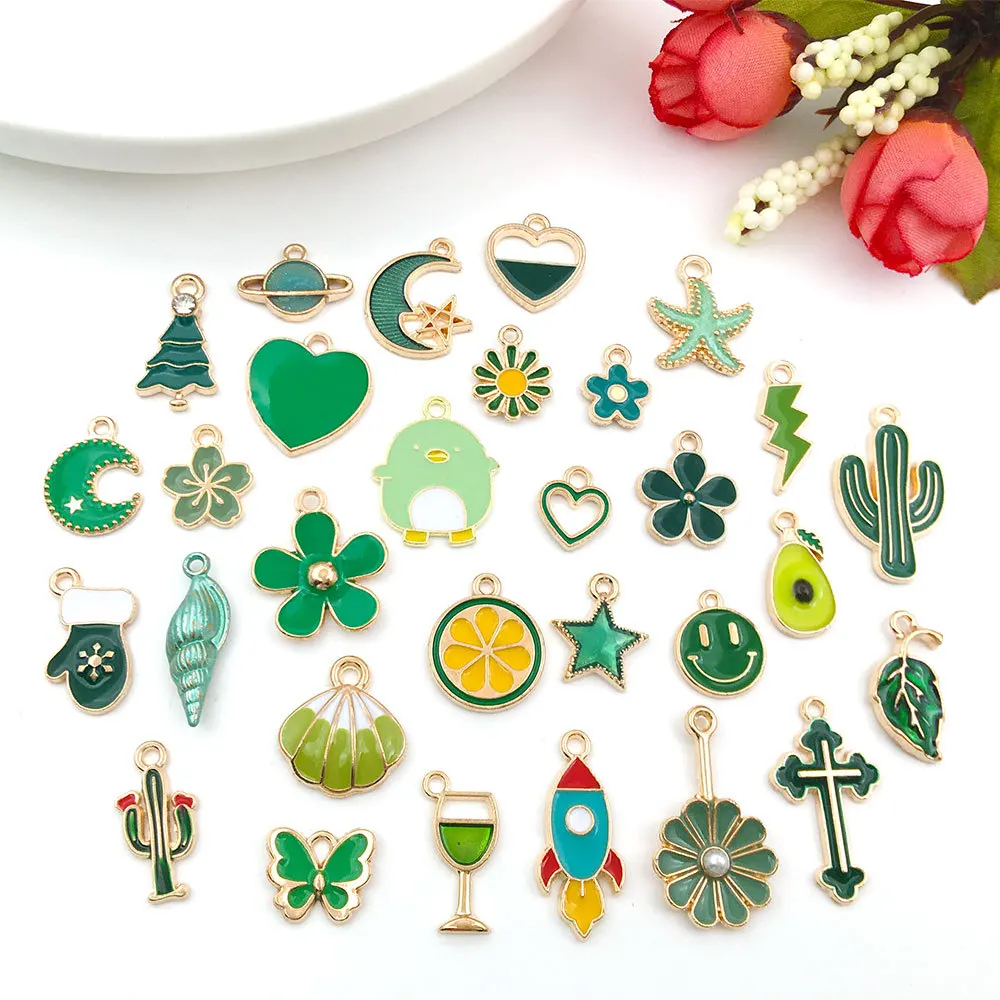 30pcs/Lot Random Mix Cute Floating Charms For Jewelry Making Supplies DIY Lockets Components Flowers Heart Charm Accessories