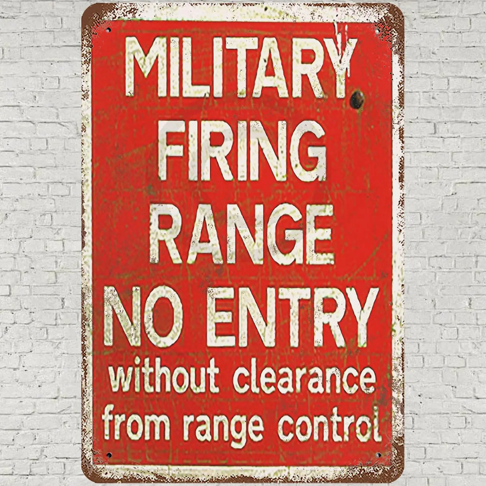 CHARLLR Vintage Metal Tin Sign 8x12, Retro Military Firing Range Wall Art Decor, No Entry Without Clearance From Range Control P