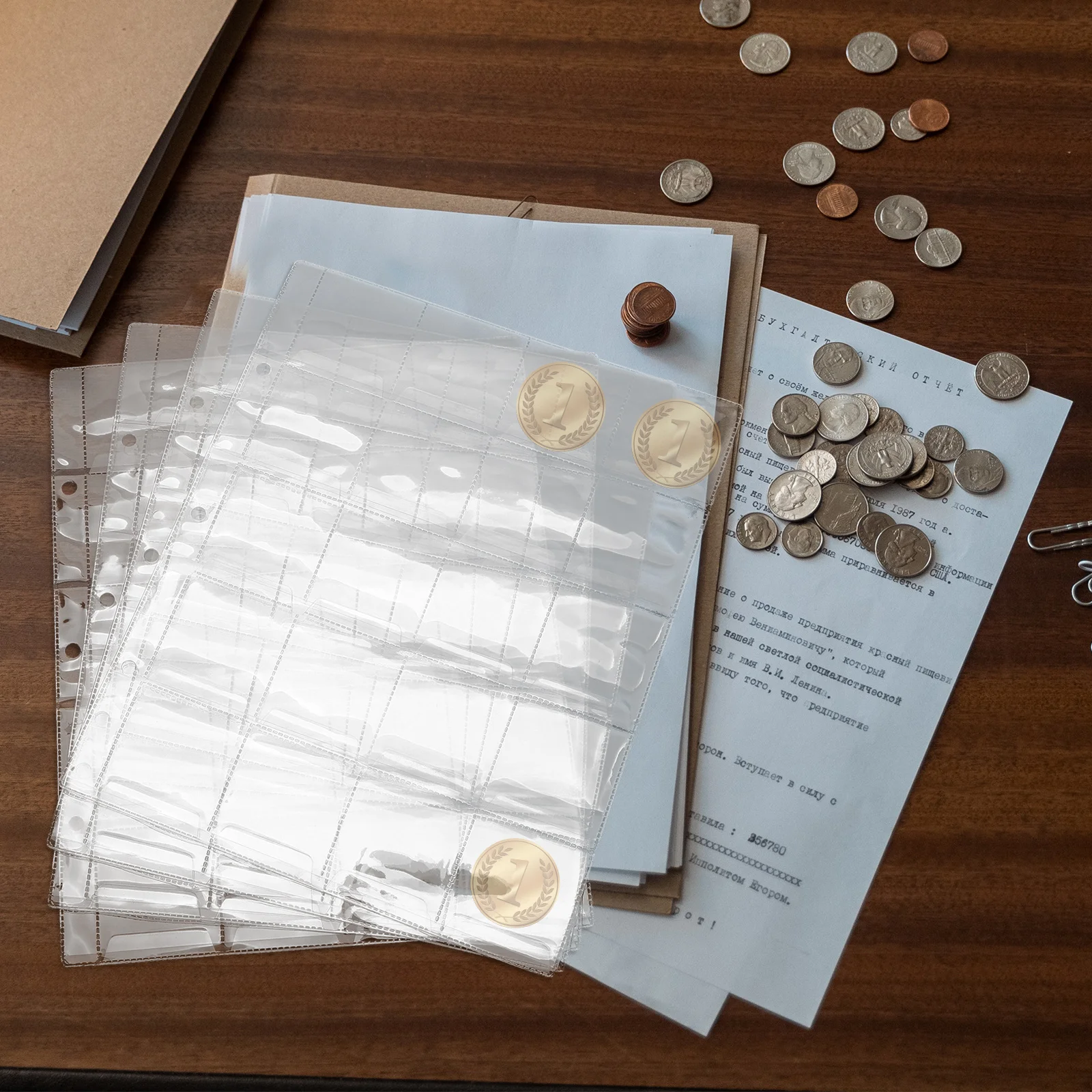 

4Pcs Coin Organizer Pages Easy Attach Remove Practical Design Stamp Storage Coin Organizer Stamp Collecting Supplies