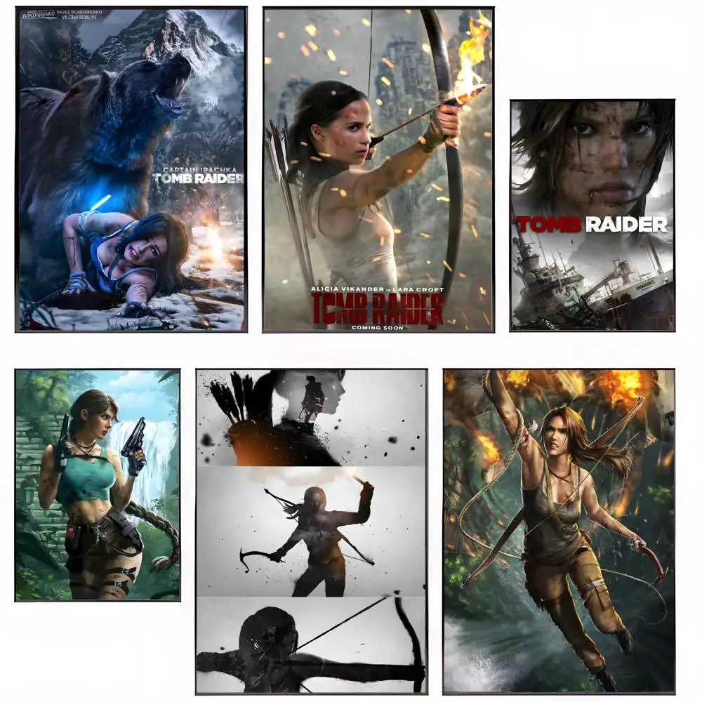 Póster HD impermeable autoadhesivo para pared, arte decorativo vibrante para el hogar, regalo, Tomb Raider, Anime