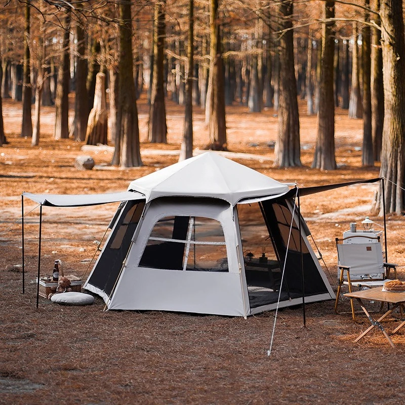 Fully Automatic Portable Outdoor Camping Tent Ball Hexagon Design Oxford Fabric Foldable Rainproof 3-4 People One Bedroom