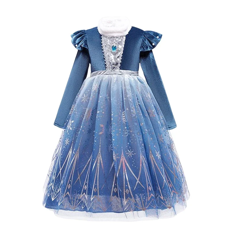 Frozen Winter Elsa Princess Dress Kid Girl Snow Quee Dress Cosplay Clothing Elza Halloween Christmas Costume 2-8T