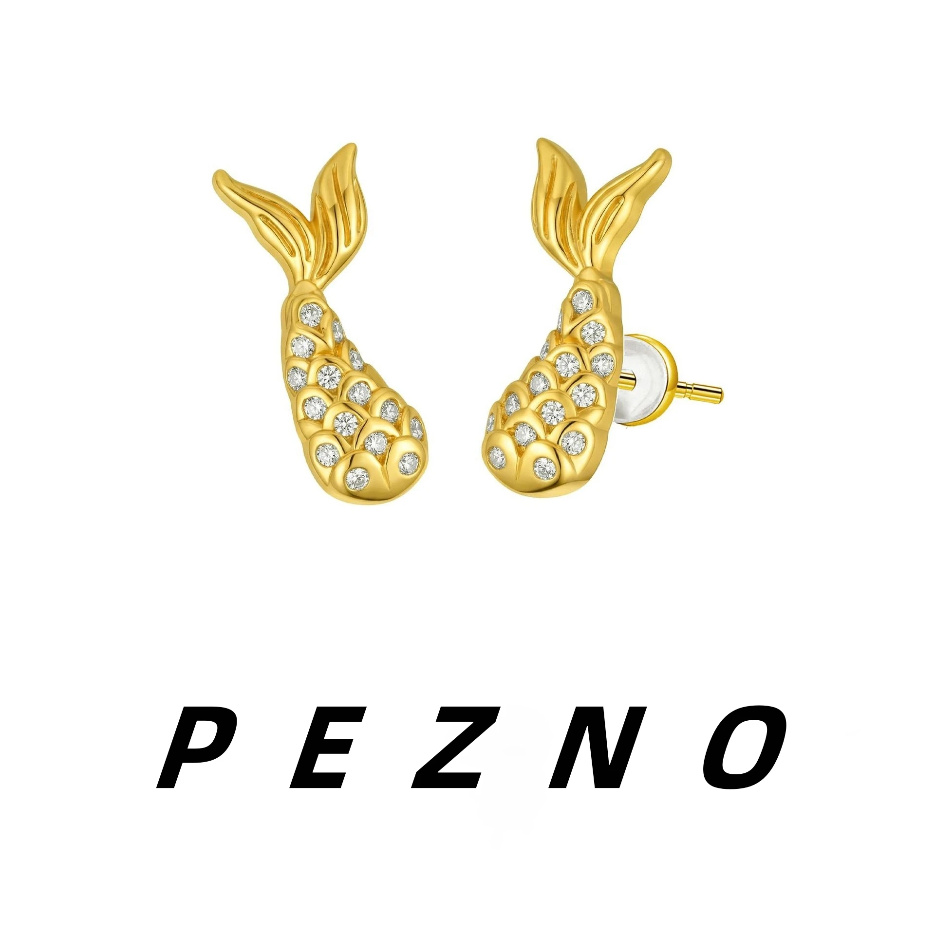 

18K Gold Plated Mermaid Tail Stud Earrings for Women Hypoallergenic Dainty Cubic Zirconia Ocean Style Earrings Gift for Her