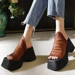 2024 New Summer Chunky Platform Women Open Toe Slippers High Heels Shoes Sandals Flip Flops Sexy Pumps Slides Zapatillas Mujer