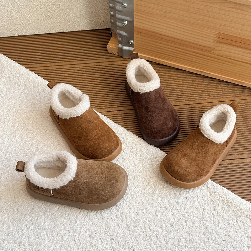 

Children Ankle Boots Suede Warm Kids Casual Shoes Round Toes Soft 2025 Winter Girls Princess Boots Korean Style Versatile Casual
