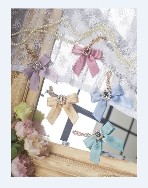 Japanese Style New Rhinestone Shiny Golden Letters Colorful Bow Ornaments Girls Hairpin Lolita Sweet Bag Charms Pendant