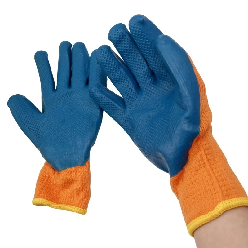 1 Pair Professional Safety Supplies Embossed Latex Working Protective Glove Men Flexible Nylon Or Polyester Safety Work Gloves