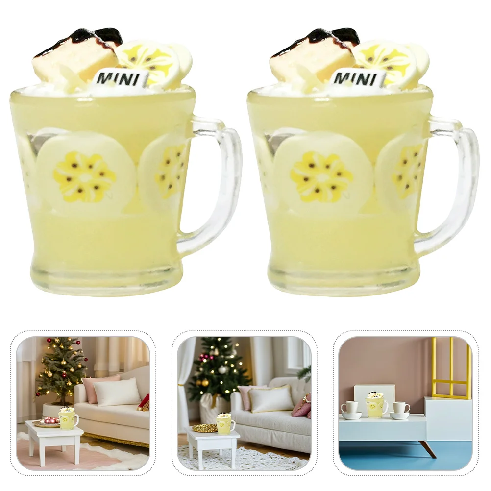 

3Pcs Mini Fruit Drink Cups Summer Beverage Sets for Pretend Play Kitchen Scene Decorations Kids Roleplay