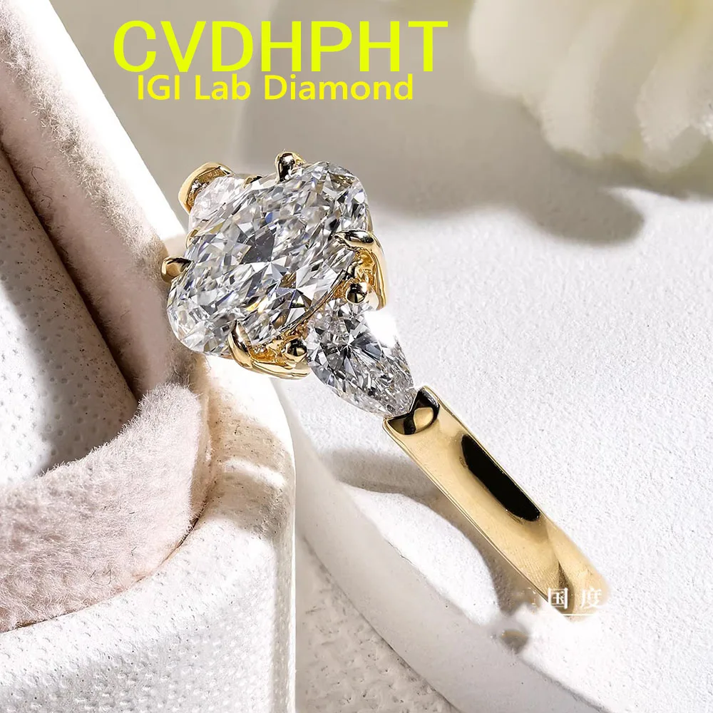 10K/14KLab grown diamonds Anniversary Rings for Women OVAL Cut 3.5 CT D VS1 Pass Diamond Test Fine Jewelry ﻿