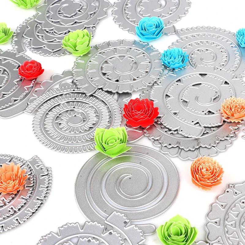 24style Circle 3D Flowers Metal Cutting Dies for Scrapbooking DIY Paper Craft Card Making Embossing Garland Die Cuts 2023 New