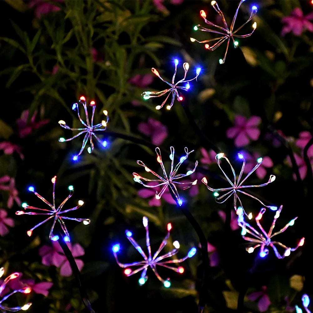 1PC Solar Firework Stake Light 6LED Outdoor Waterproof Garden Lamp for Yard Pathway Walkway Patio Christmas Holiday Decoration