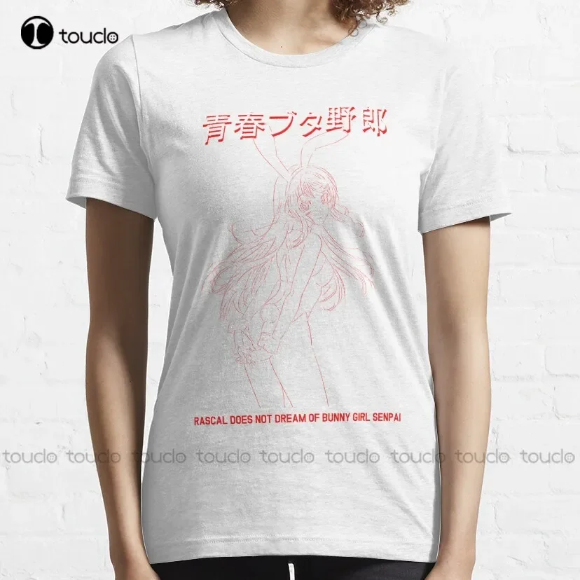 Bunny Girl Senpai Trending T-Shirt Blue Shirts For Men Women Shirts Custom Unisex Tee Digital Printing Breathable Cotton Retro