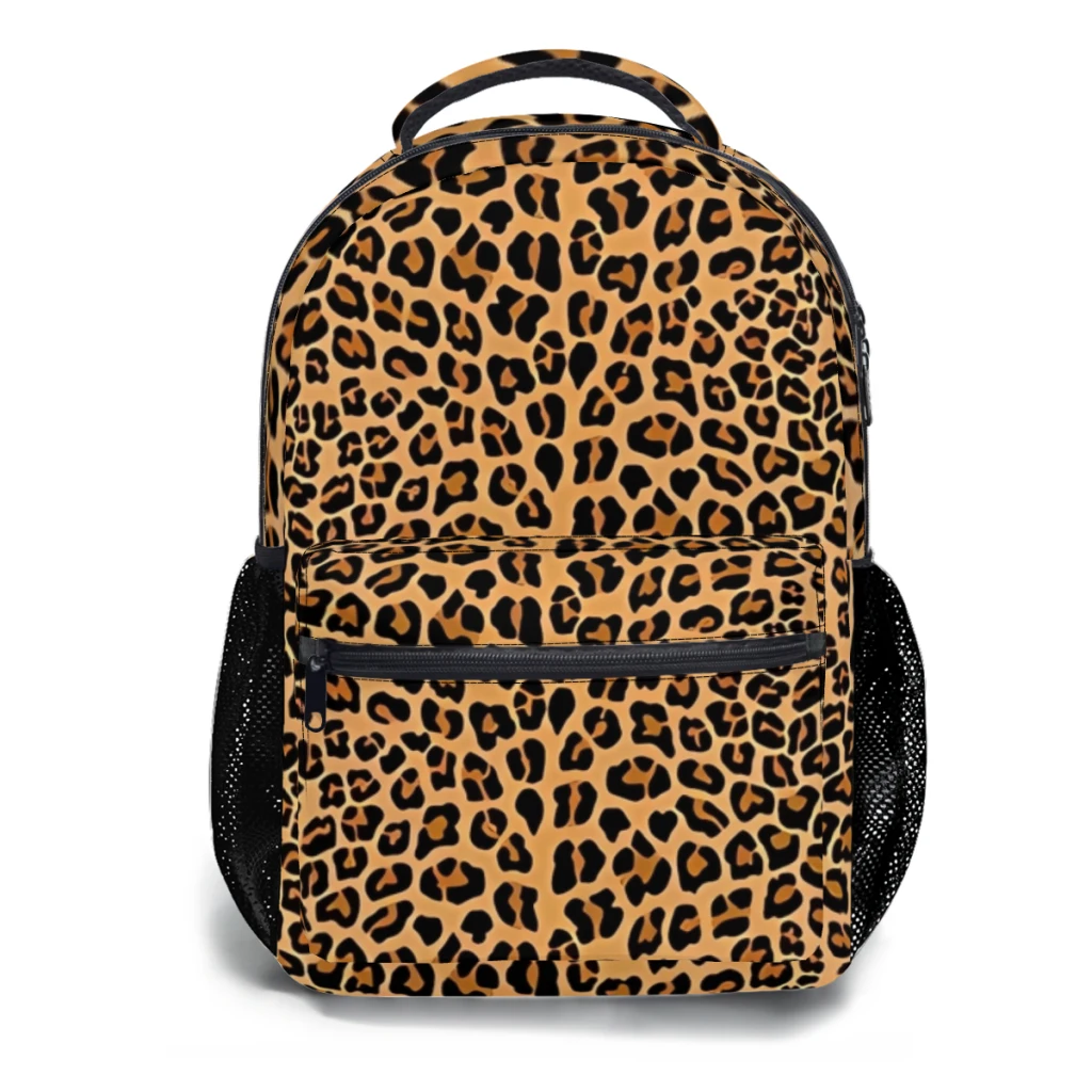 Nova moda leopardo impressão mochila saco grande capacidade na moda saco de livro multi-bolsos ajustável 17 polegada