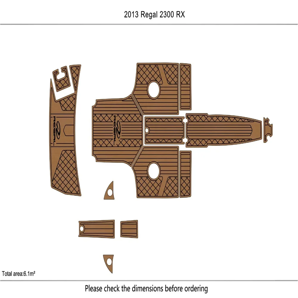 

2013 Re-gal 2300 RX Cockpit Swimming platform Pads 1/4" 6mm EVA FaUX Teak floor Mat SeaDek MarineMat Gatorstep Style Self