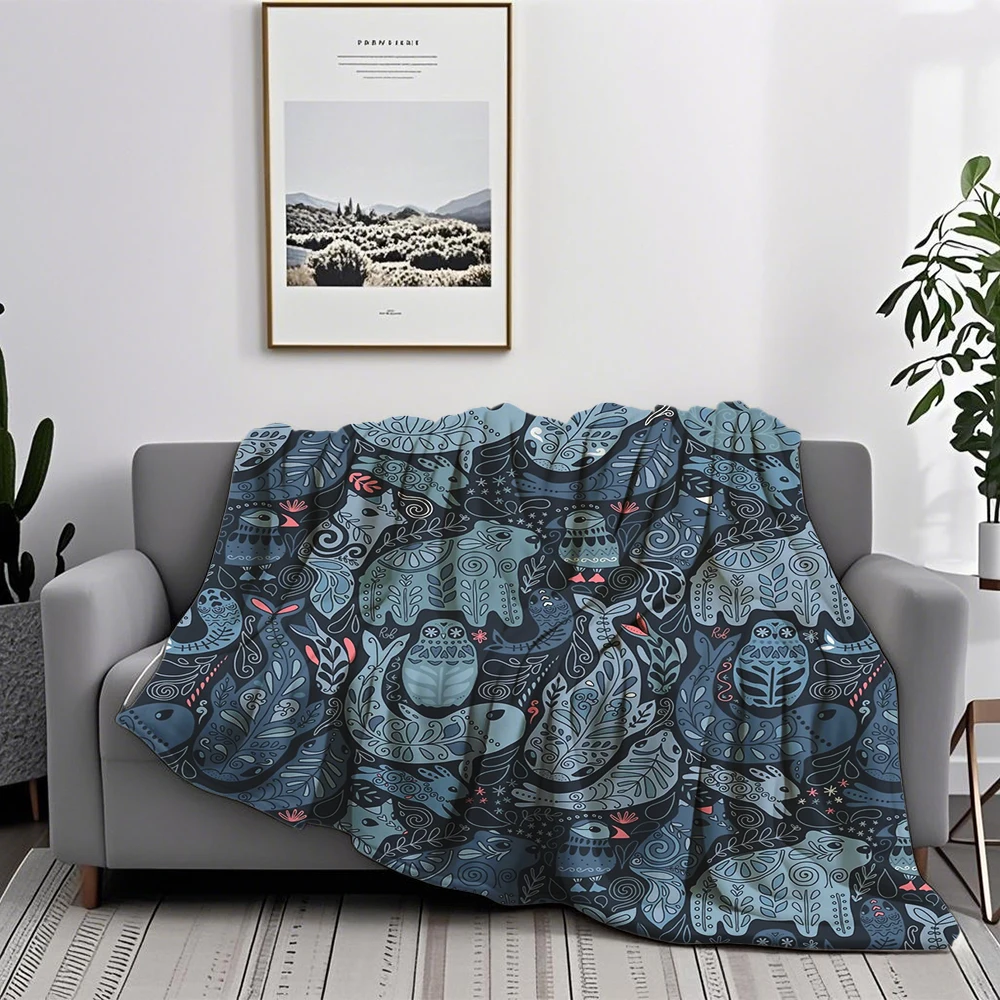 Transitional Seasons Flannel Bed Blankets Art Deco Marble Tiles In Pastels Coastal Pattern Throw Throw Ultra-Soft Touch Blanket