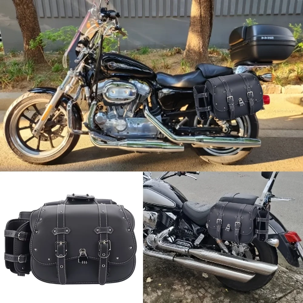 

Suitable for various motorcycle strap style saddle bags, riding equipment bags, 2pcs rear tailstock hanging bags, PU side bags