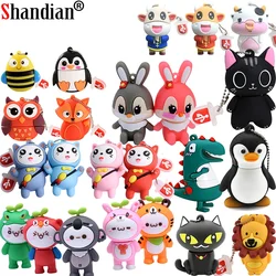 Cute Cartoon USB Flash Drive, Memory Stick, Pendrive branco, 64GB, 32GB, Red Keyless Cadeia, 16GB Dispositivo de armazenamento, Cartoon Pen Drive