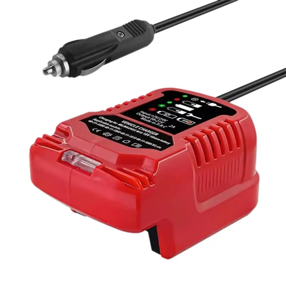 AC 12V/24V Li-ion Battery Mini Compact Car Vehicle Charger For Milwaukee/Makita 18V Lithiumy Battery Replacement Charger