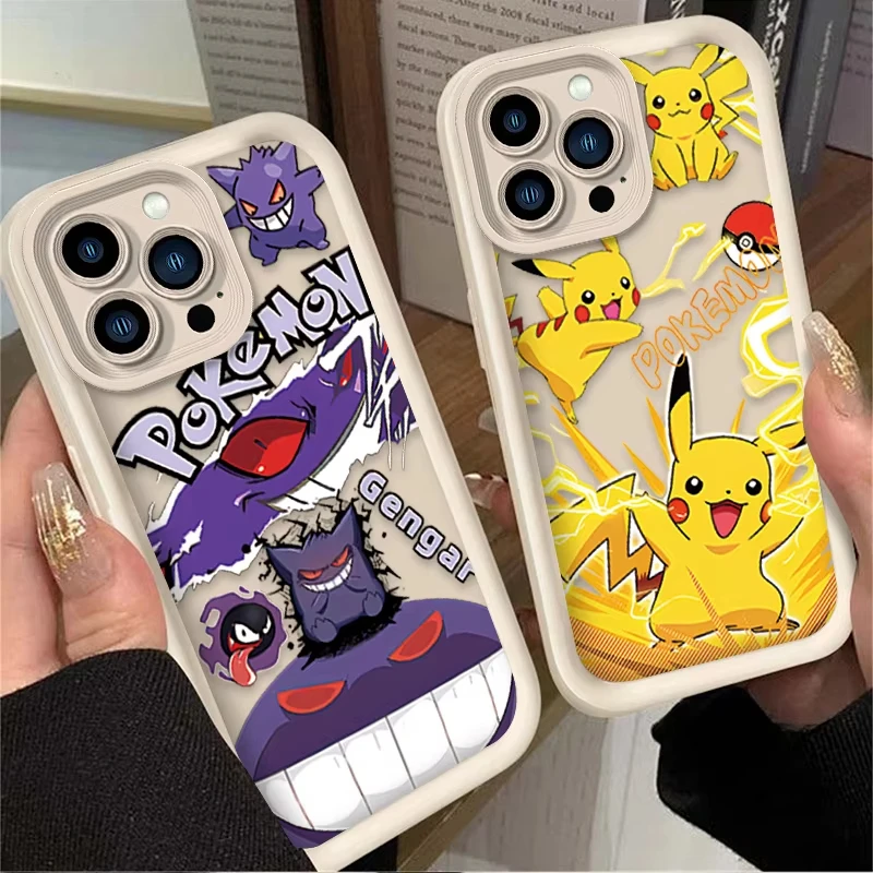 

Чехол для телефона с аниме G-Gengar P-Pikachu для iPhone 17 Air 16e 16 Pro Max 15 14 Plus 13 12 Mini 11 Pro, противоударная силиконовая задняя крышка