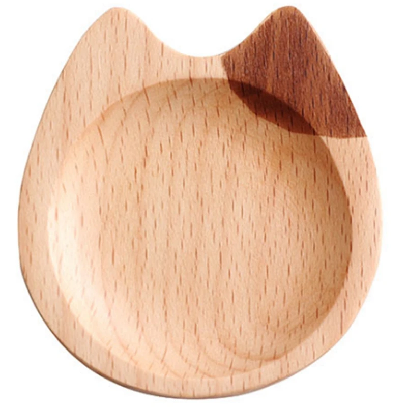 

Mini Cat Shape Dish Japanese Style Cartoon Sauce Dish Wooden Flavoring Sushi Mustard Plate Soy Tray, B