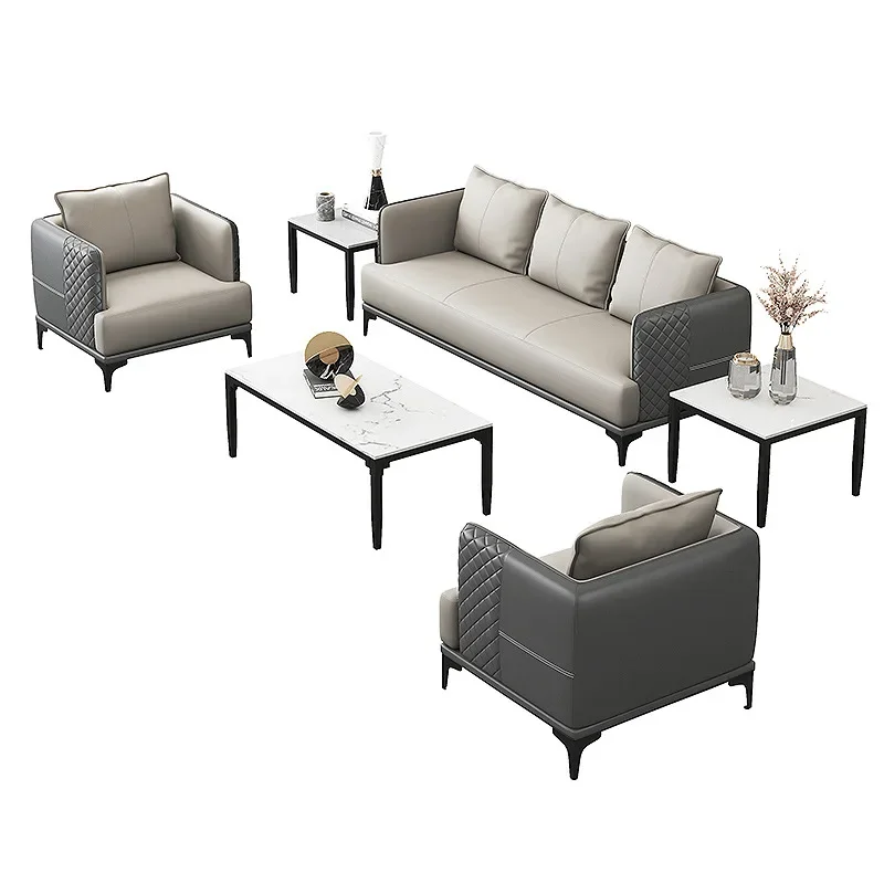 

Business small office sofa table combination three simple modern double reception room reception area Nordic style